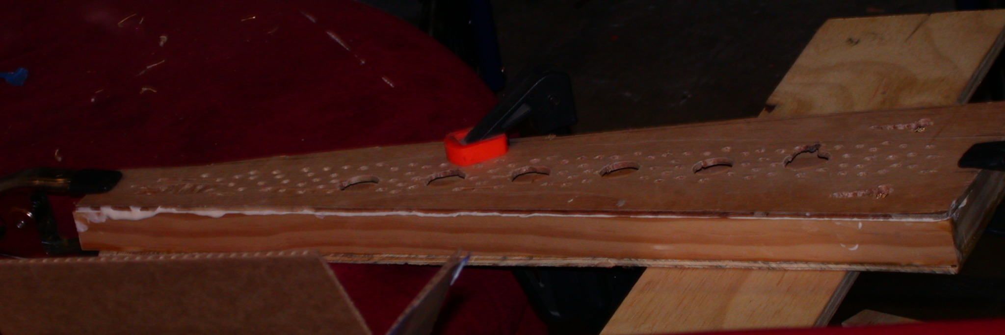 side view of the whole body during the final clamping and gluing (for the body)