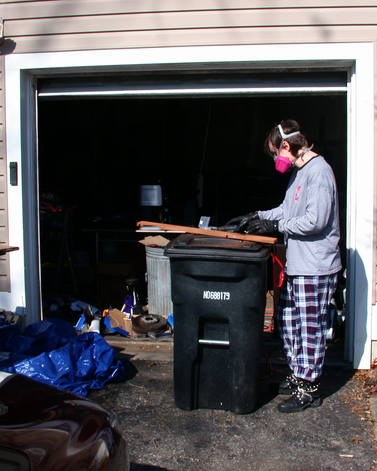 using the dremel outside on a sunny day.