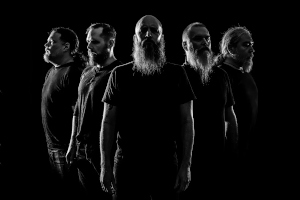 five metal dudes standing in a row
