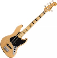 Fender-shaped Jazz Bass with a natural finish.